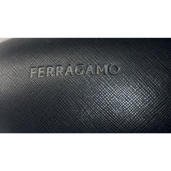 SALVATORE FERRAGAMO CROSSHATCH LEATHER SUNGLASSES CASE BLACK - Picture 3 of 9